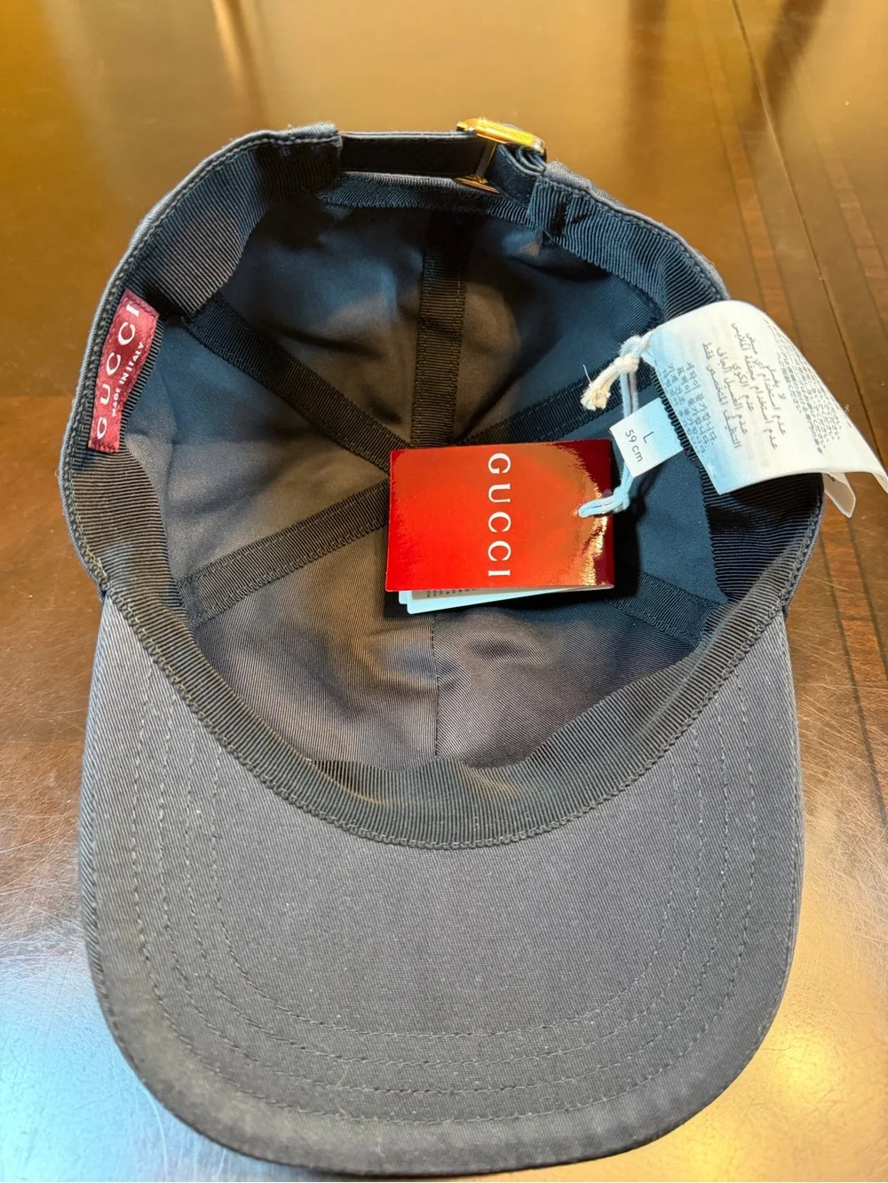 New Authentic Gucci Logo Baseball Hat Black Size L